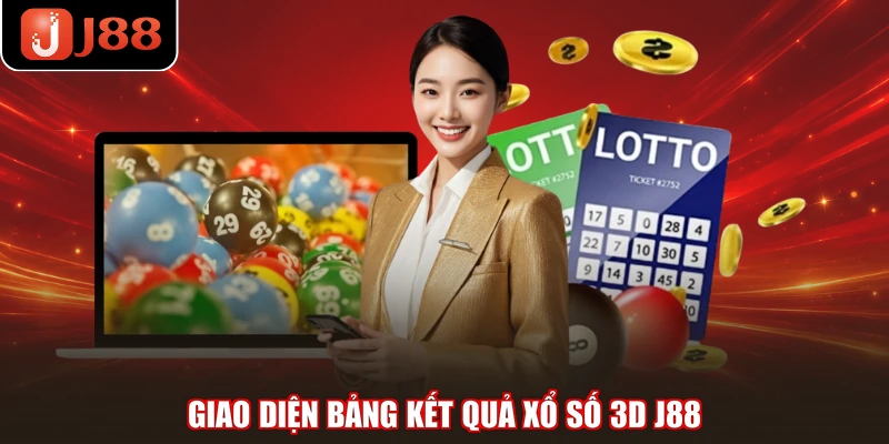 Giao diện bảng kết quả xổ số 3D J88