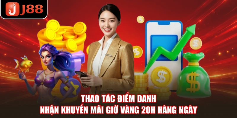 Thao tác điểm danh nhận khuyến mãi giờ vàng 20h hàng ngày